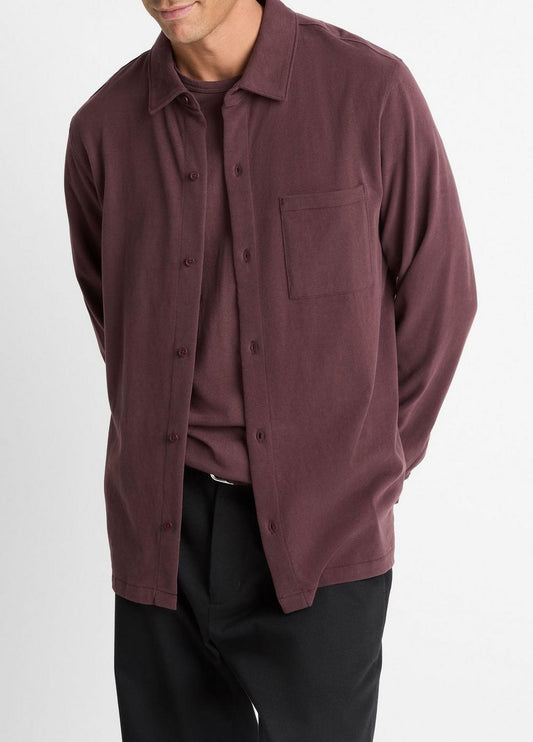 Vince Sueded Cotton Jersey Button-Front Shirt - Shirts