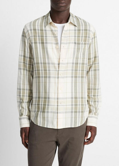 Vince Dunluce Plaid Cotton-Blend Button-Front Shirt - Shirts