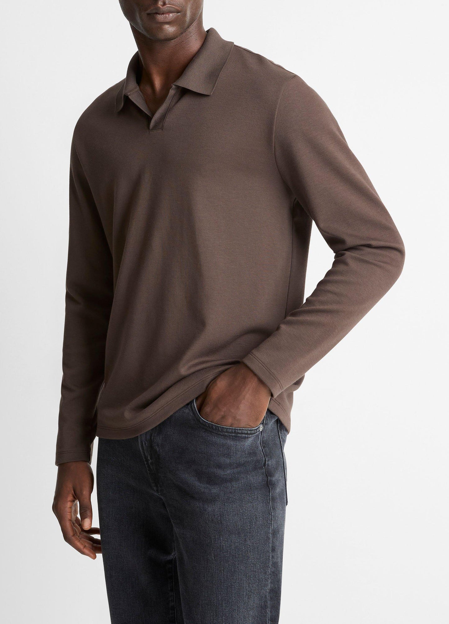 Vince Milano Pima Cotton-Blend Johnny-Collar Shirt - Tees & Hoodies