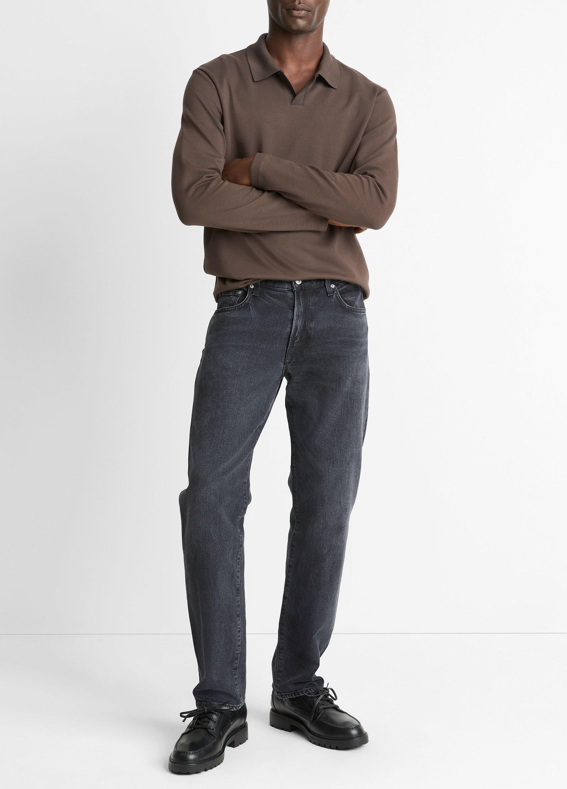 Vince Milano Pima Cotton-Blend Johnny-Collar Shirt - Tees & Hoodies