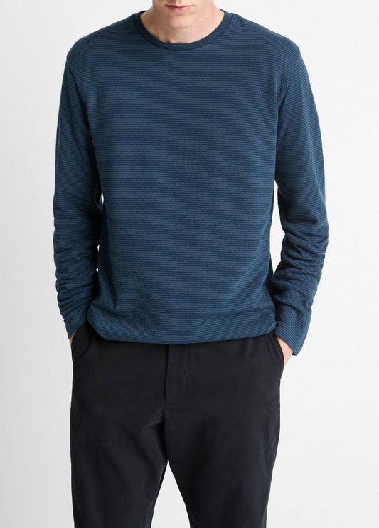 Vince Striped Double-Knit Pima Cotton Long-Sleeve T-Shirt - Tees & Hoodies