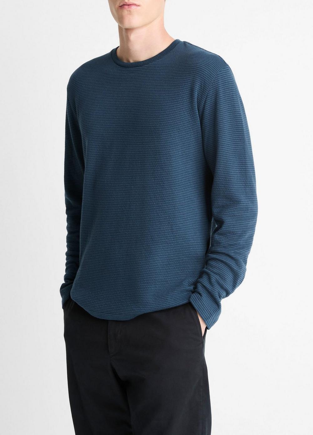 Vince Striped Double-Knit Pima Cotton Long-Sleeve T-Shirt - Tees & Hoodies