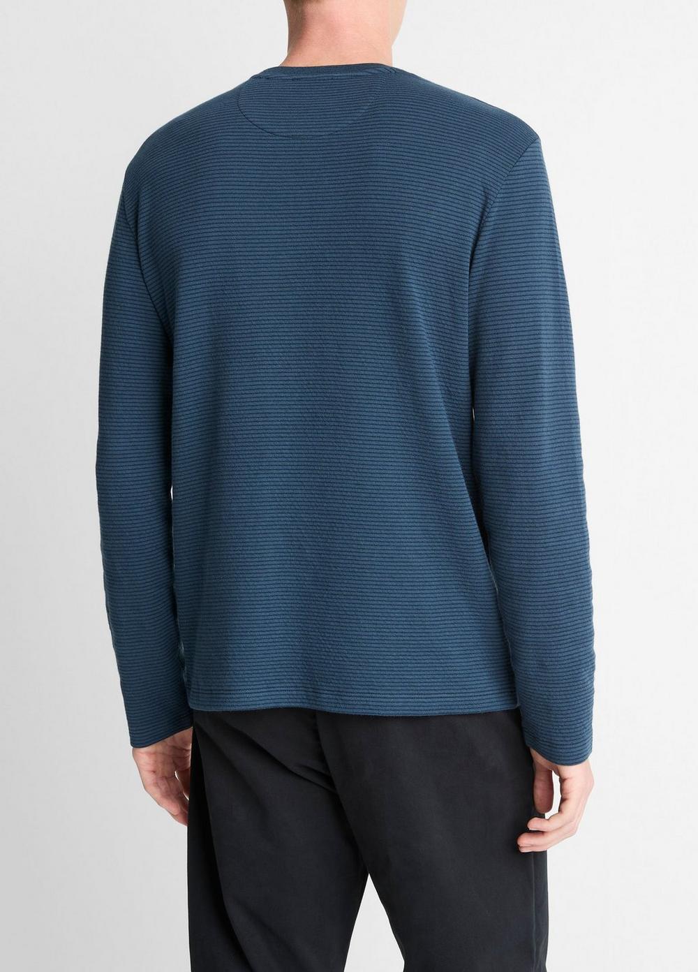 Vince Striped Double-Knit Pima Cotton Long-Sleeve T-Shirt - Tees & Hoodies