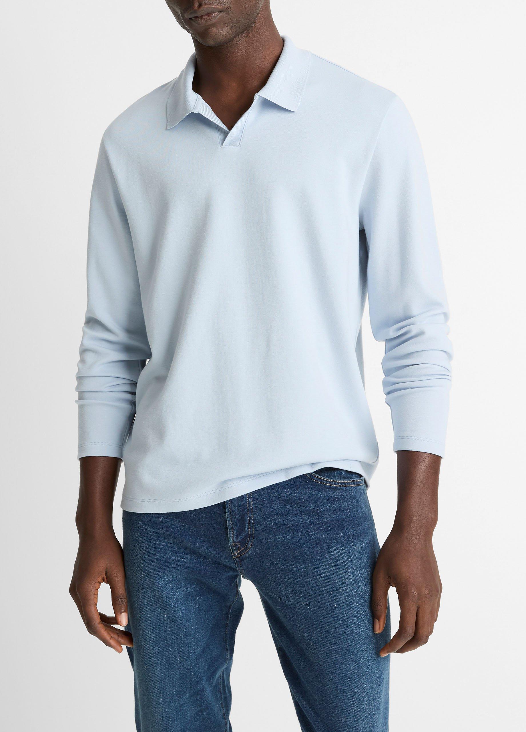 Vince Milano Pima Cotton-Blend Johnny-Collar Shirt - Tees & Hoodies