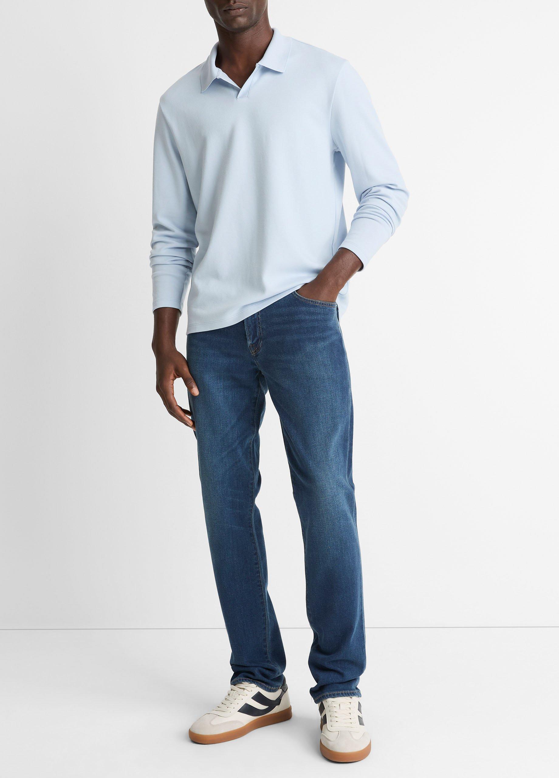 Vince Milano Pima Cotton-Blend Johnny-Collar Shirt - Tees & Hoodies