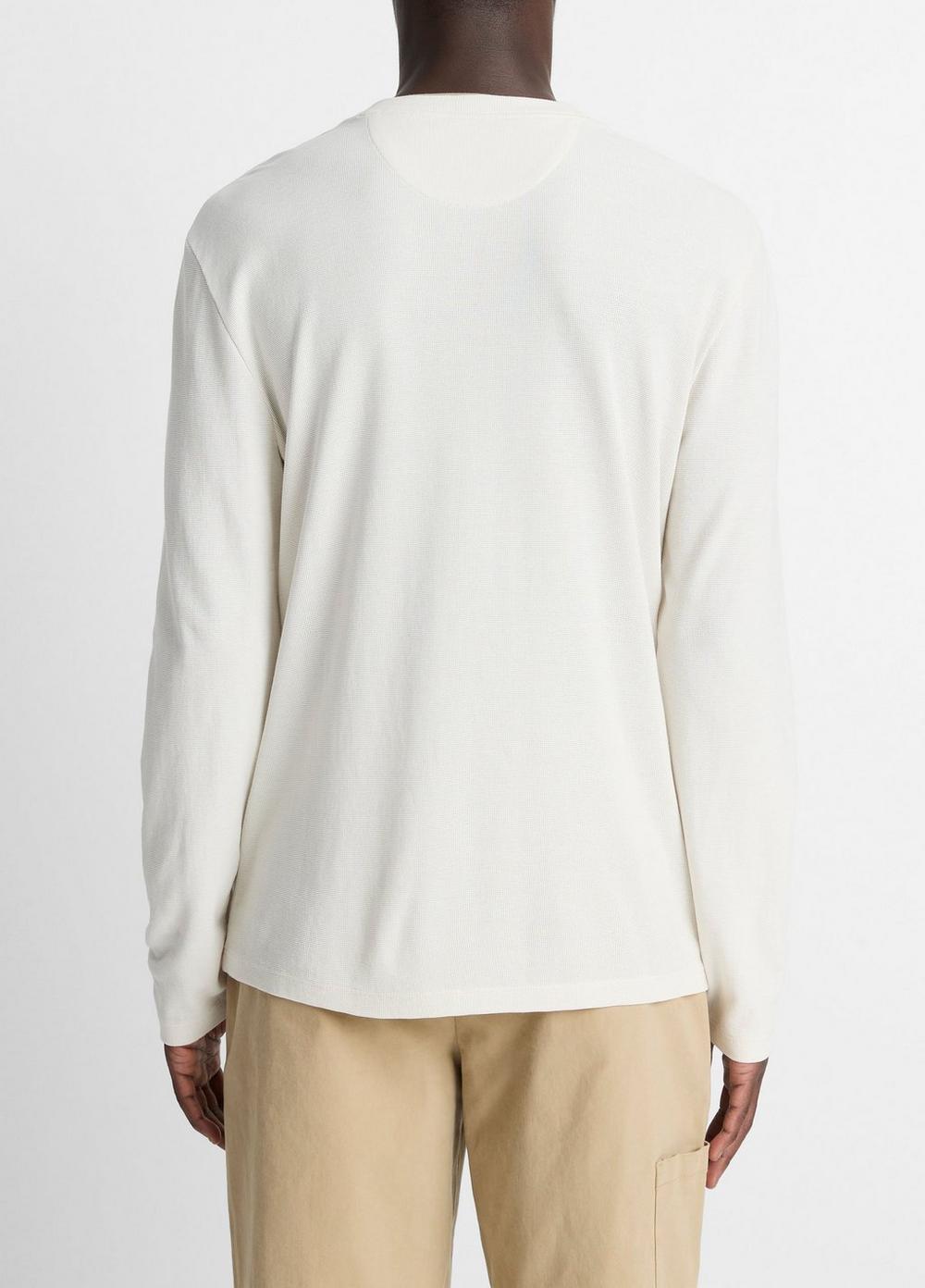 Vince Micro-Waffle Pima Cotton Double-Collar Long-Sleeve T-Shirt - Tees & Hoodies