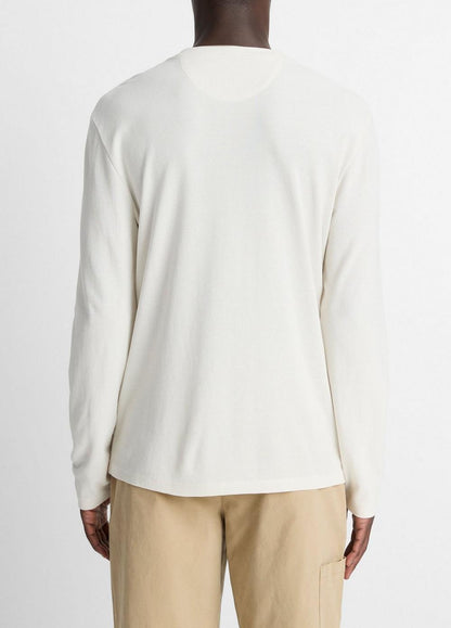 Vince Micro-Waffle Pima Cotton Double-Collar Long-Sleeve T-Shirt - Tees & Hoodies