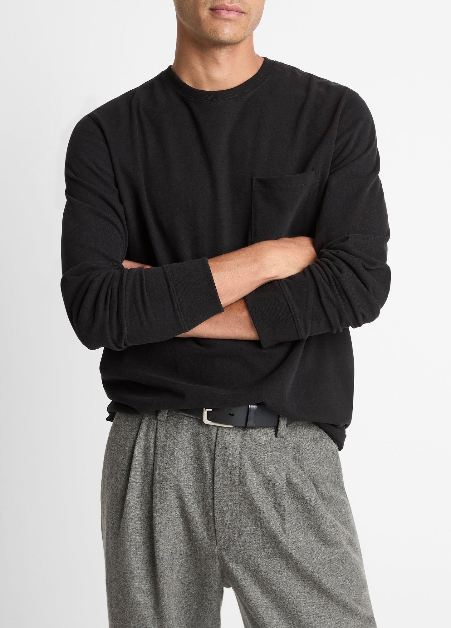 Vince Sueded Jersey Long-Sleeve Pocket T-Shirt - Tees & Hoodies