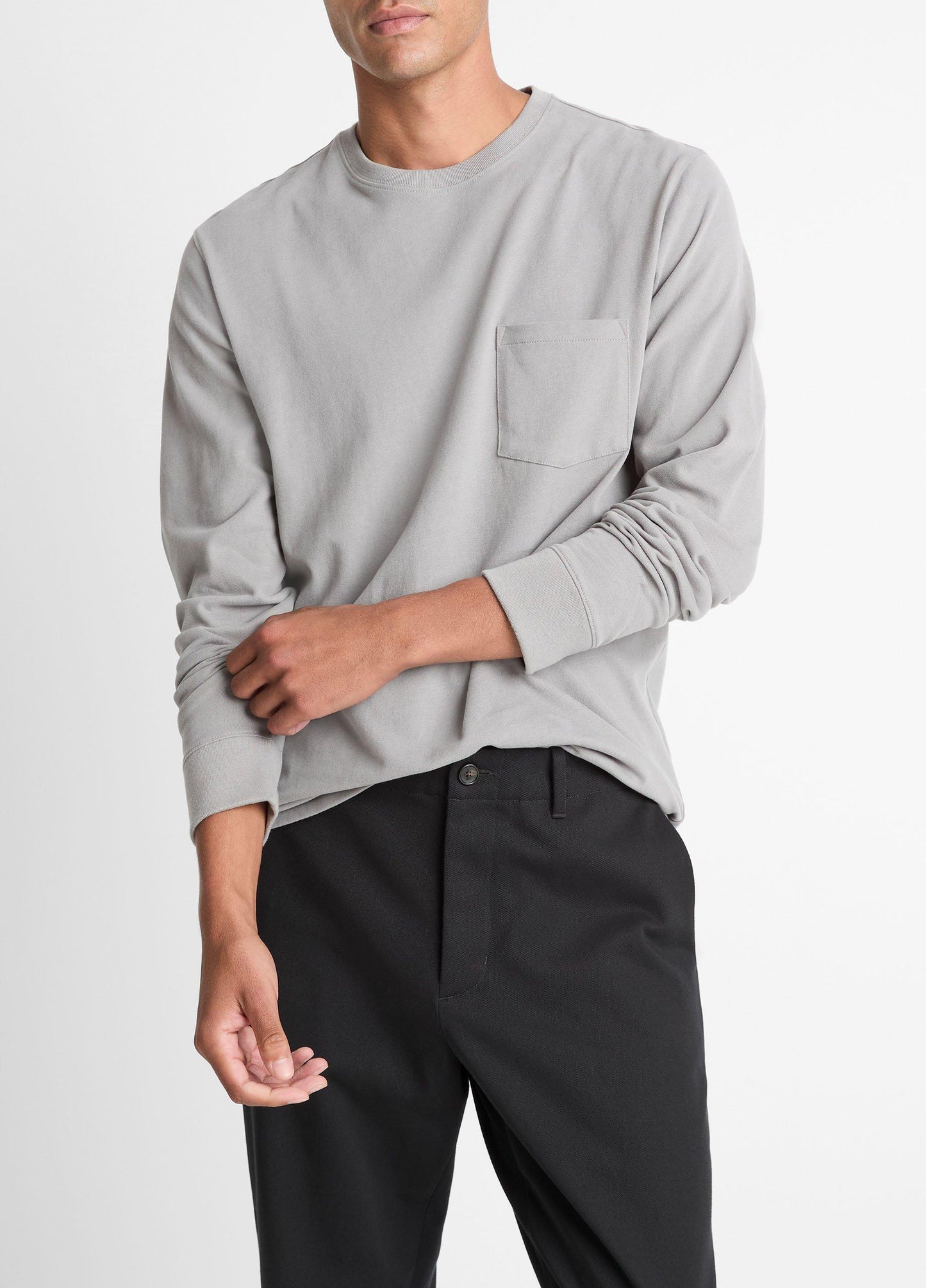 Vince Sueded Jersey Long-Sleeve Pocket T-Shirt - Tees & Hoodies