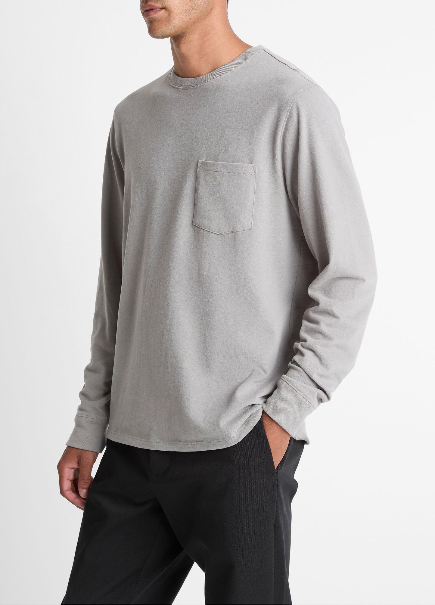 Vince Sueded Jersey Long-Sleeve Pocket T-Shirt - Tees & Hoodies