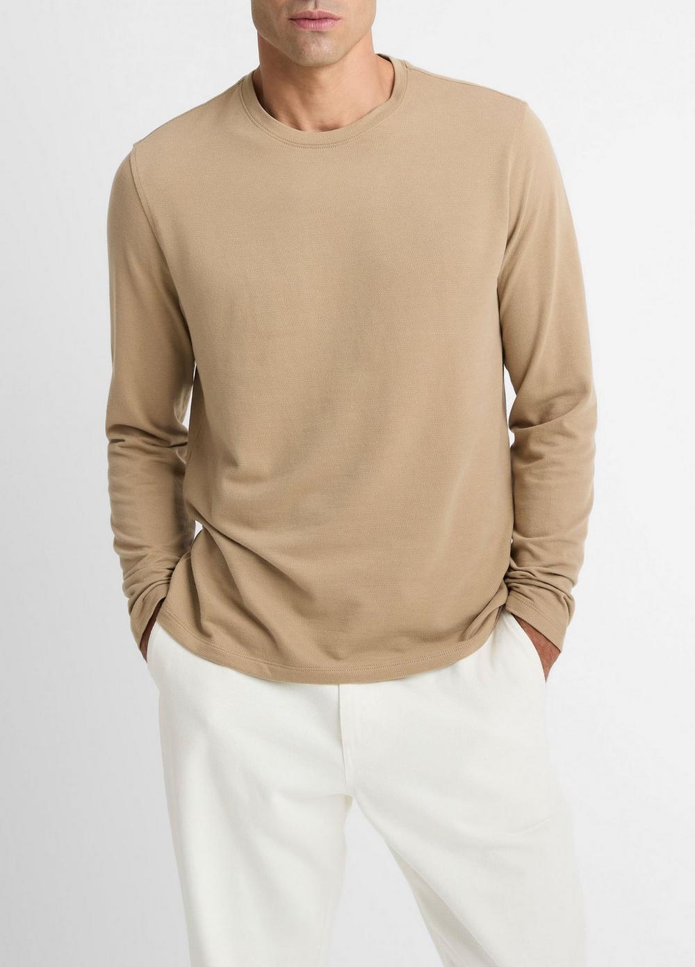Vince Birdseye Jacquard Pima Cotton Long-Sleeve T-Shirt - Tees & Hoodies