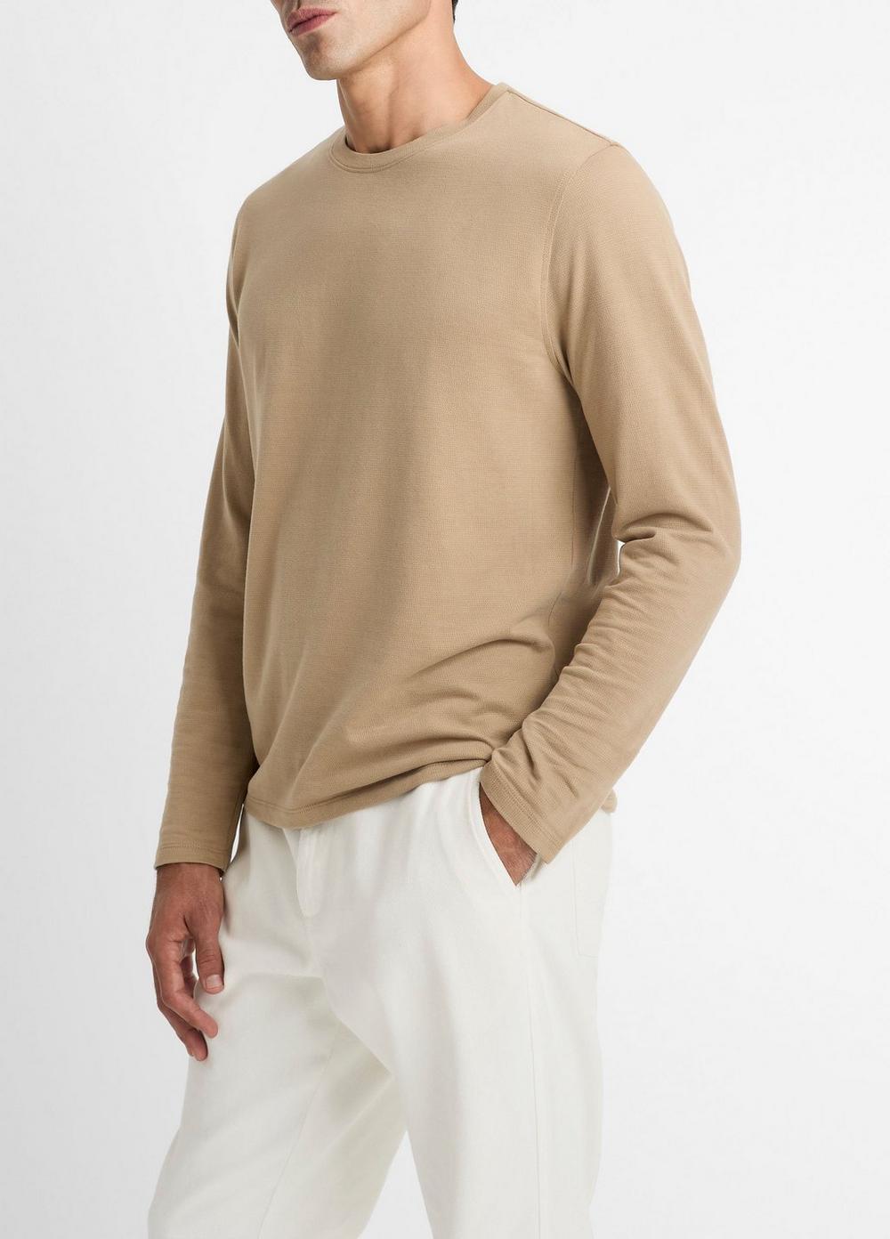 Vince Birdseye Jacquard Pima Cotton Long-Sleeve T-Shirt - Tees & Hoodies