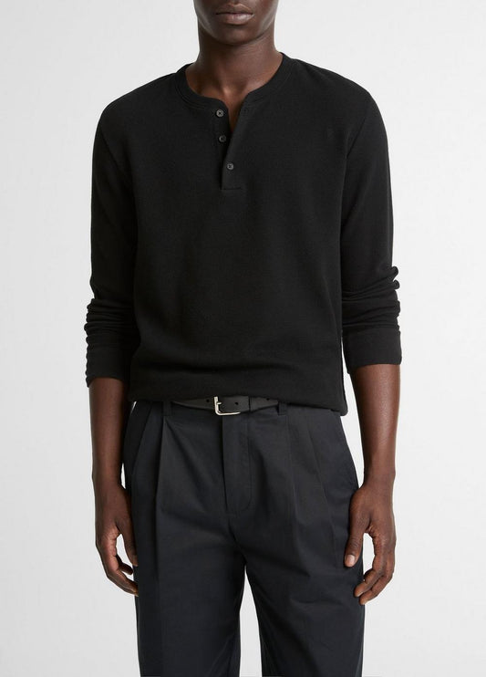 Vince Jacquard-Rib Cotton Henley - Tees & Hoodies