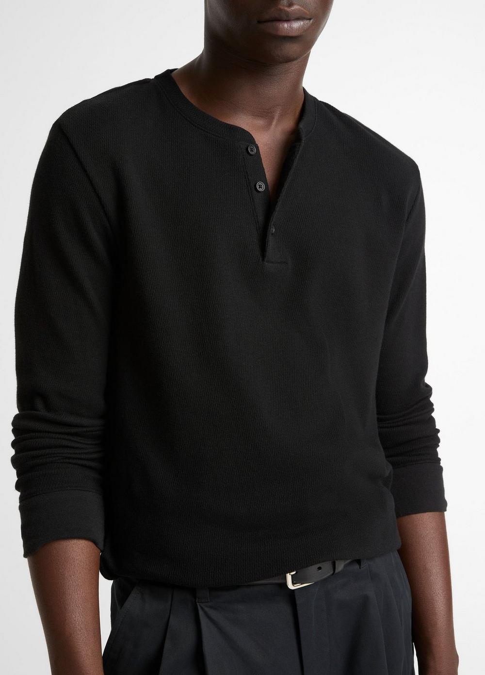 Vince Jacquard-Rib Cotton Henley - Tees & Hoodies