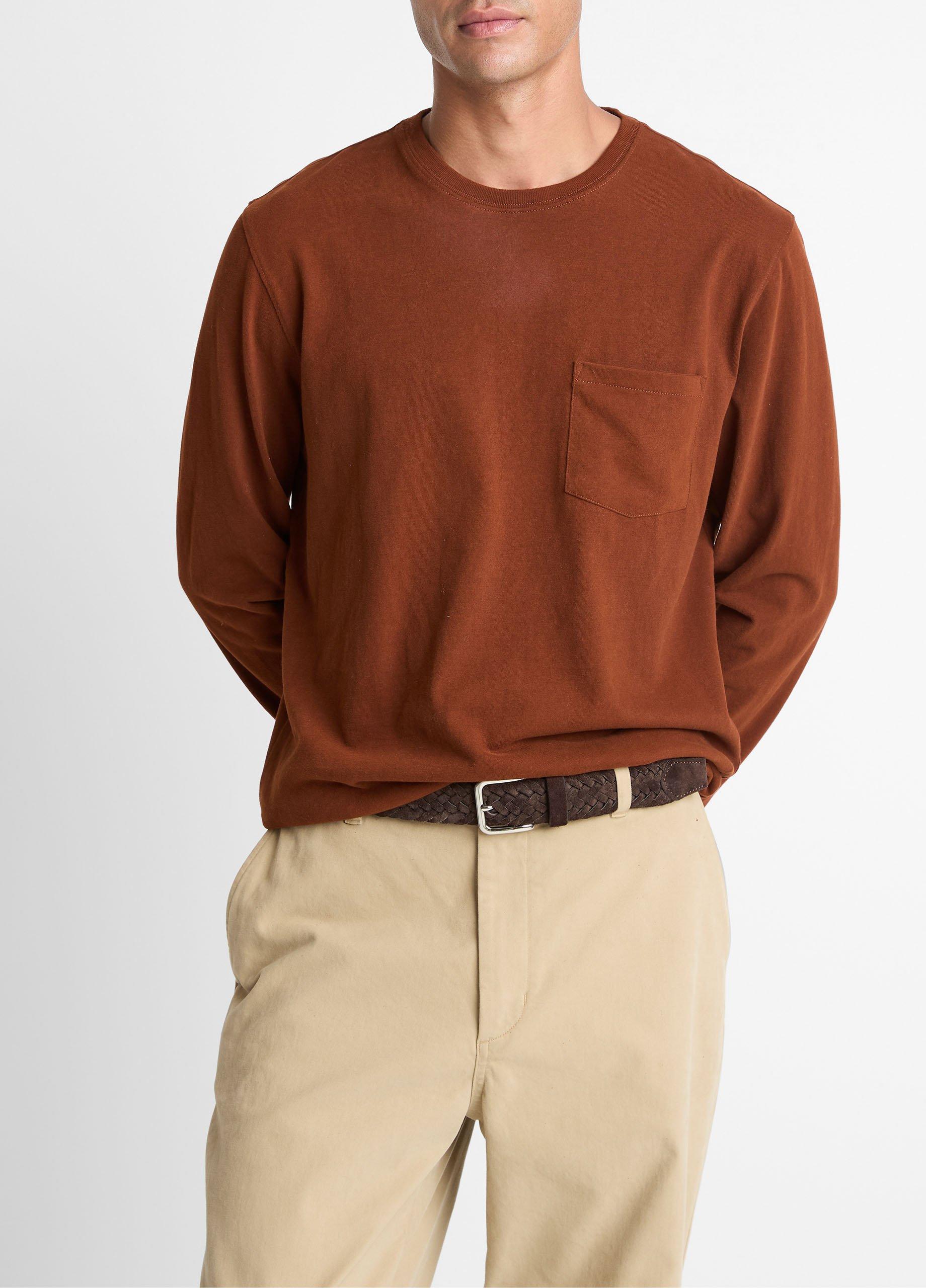 Vince Sueded Jersey Long-Sleeve Pocket T-Shirt - Tees & Hoodies