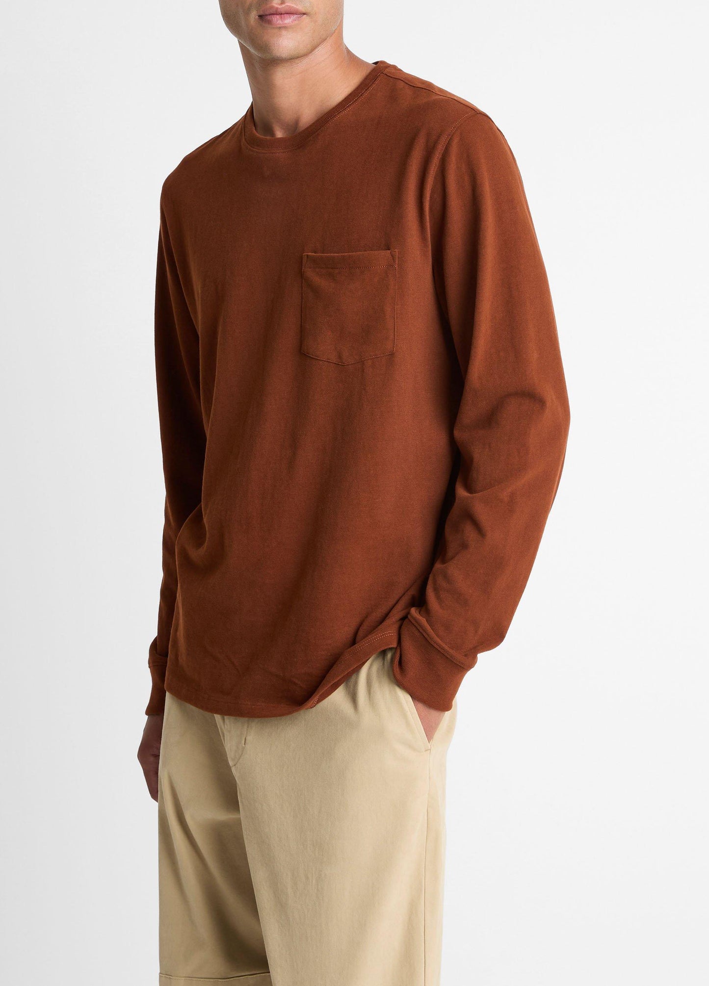 Vince Sueded Jersey Long-Sleeve Pocket T-Shirt - Tees & Hoodies