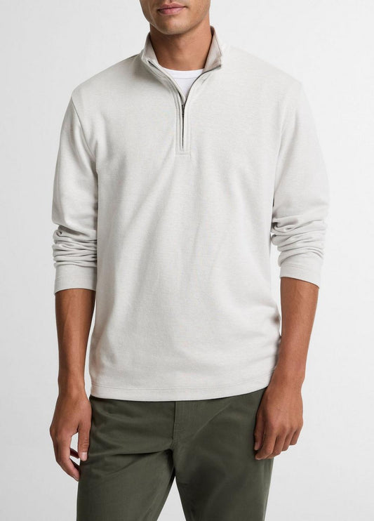 Vince Double-Face Cotton-Blend Quarter-Zip Pullover - Tees & Hoodies