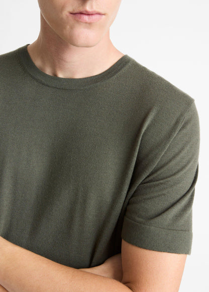 Vince Featherweight Merino Wool-Cashmere Short-Sleeve Sweater - Tees & Hoodies