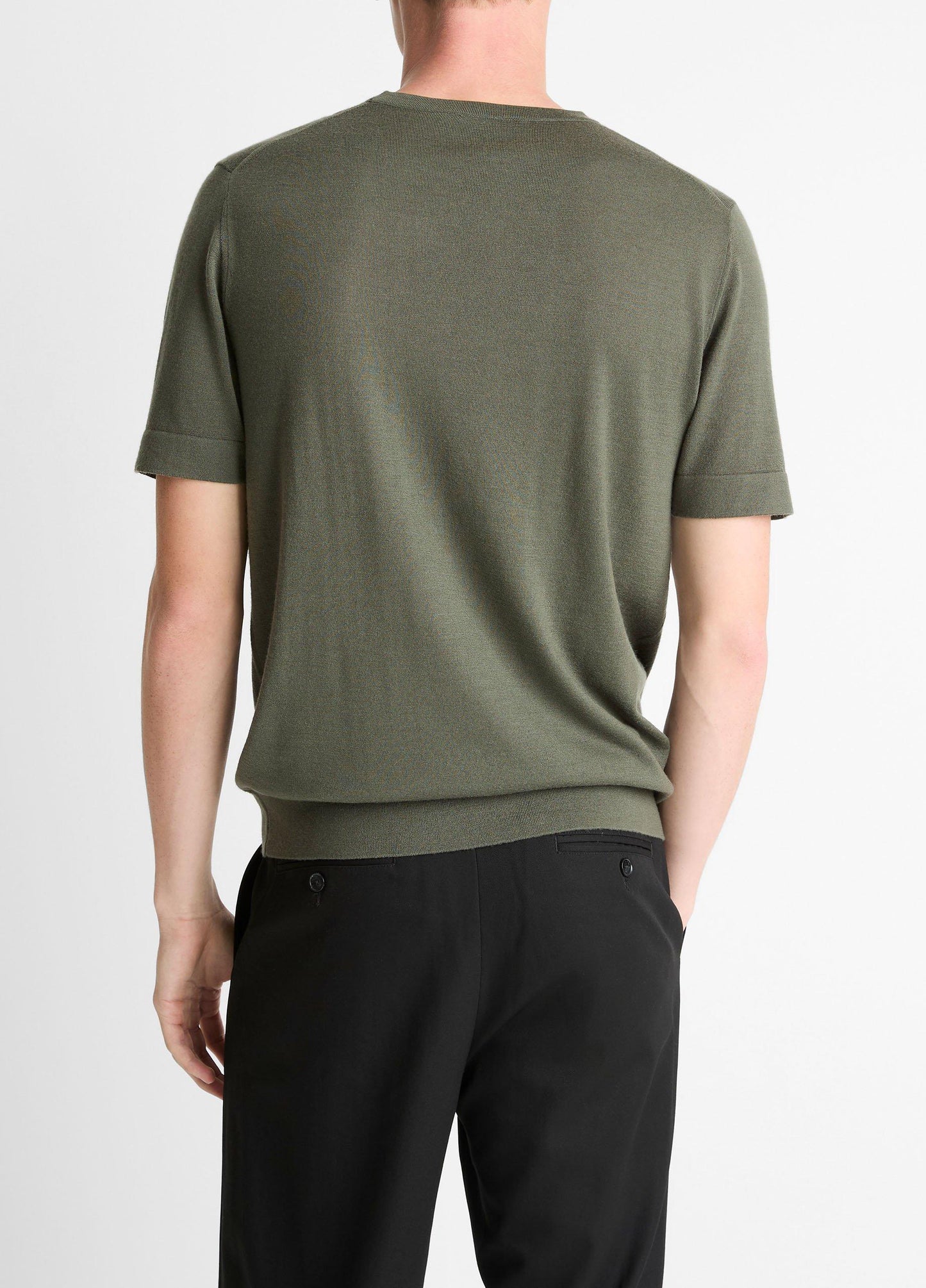Vince Featherweight Merino Wool-Cashmere Short-Sleeve Sweater - Tees & Hoodies