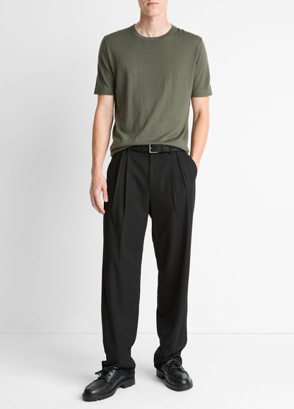 Vince Featherweight Merino Wool-Cashmere Short-Sleeve Sweater - Tees & Hoodies