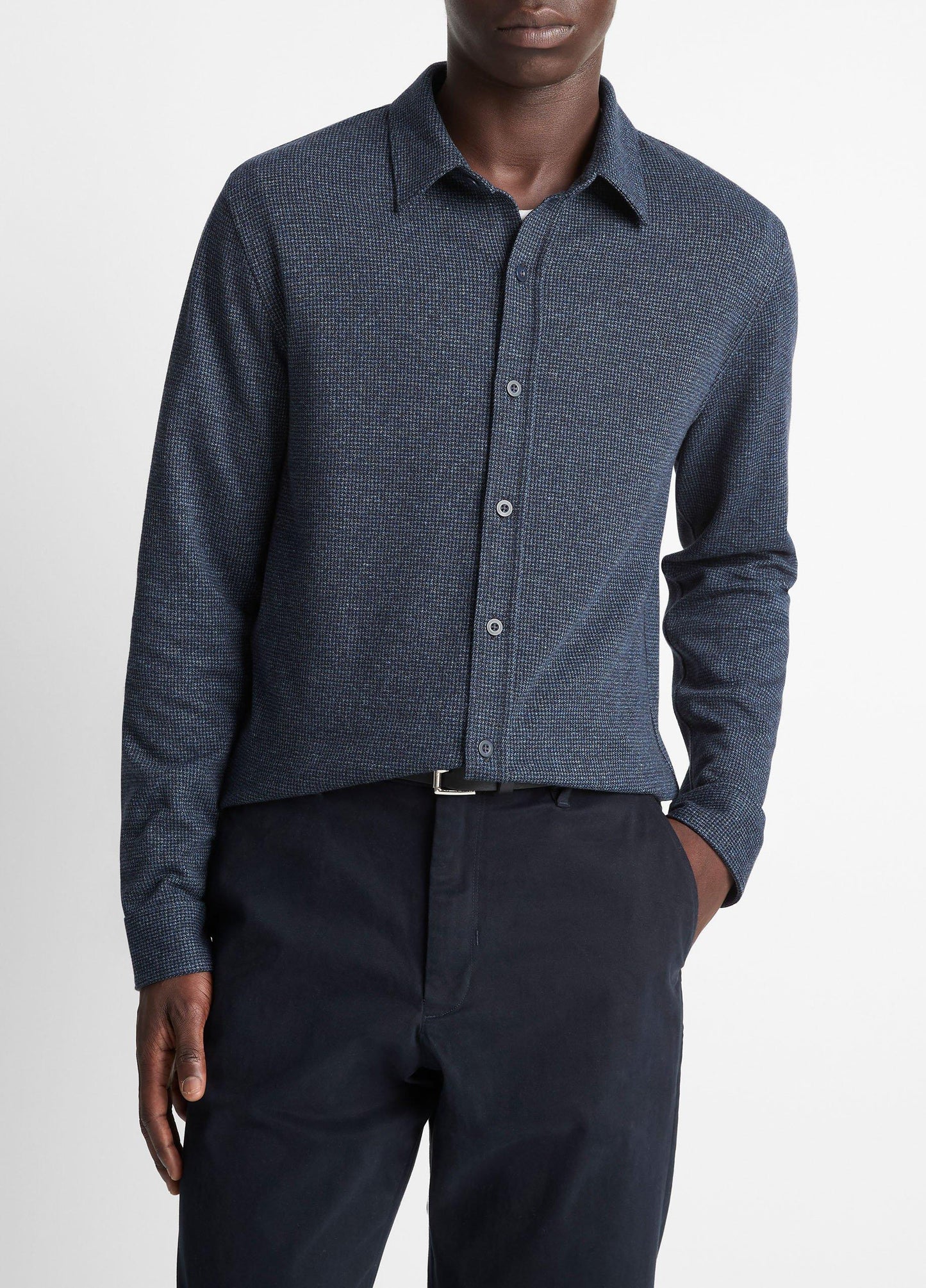 Vince Houndstooth Cotton-Blend Button-Front Shirt - Tees & Hoodies
