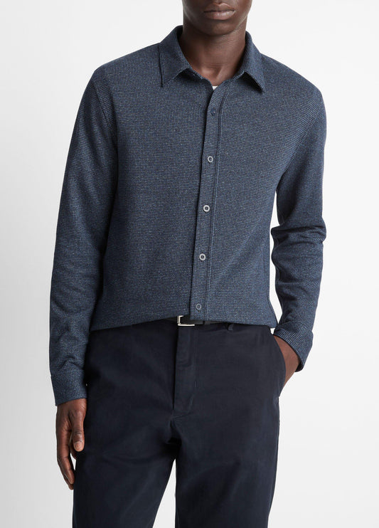 Vince Houndstooth Cotton-Blend Button-Front Shirt - Tees & Hoodies