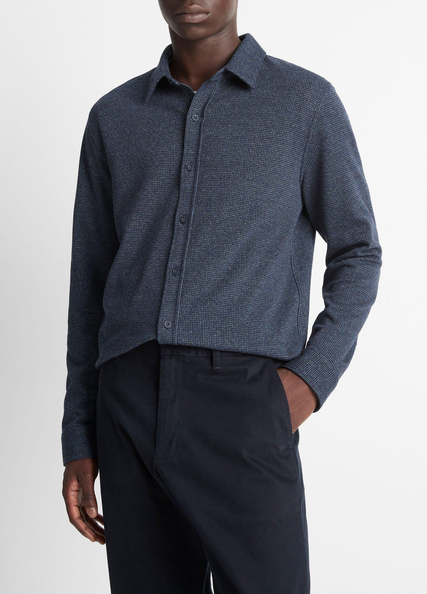 Vince Houndstooth Cotton-Blend Button-Front Shirt - Tees & Hoodies