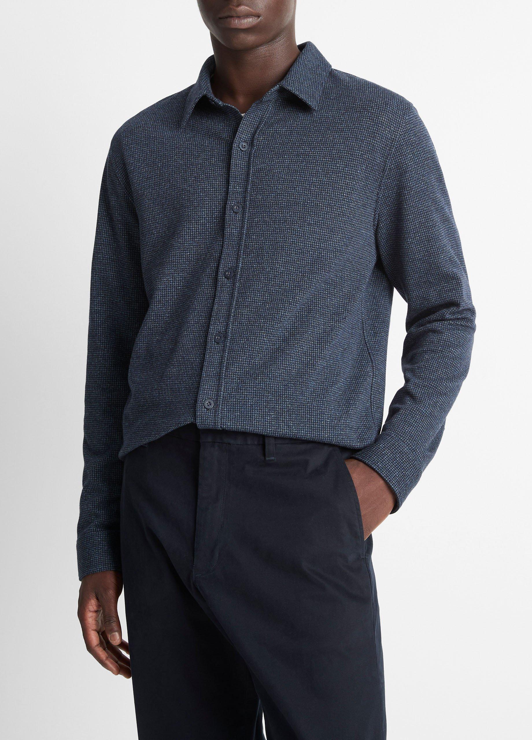 Vince Houndstooth Cotton-Blend Button-Front Shirt - Tees & Hoodies