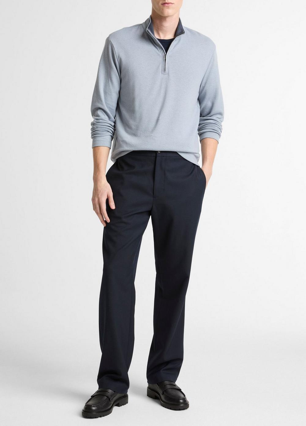Vince Double-Face Cotton-Blend Quarter-Zip Pullover - Tees & Hoodies