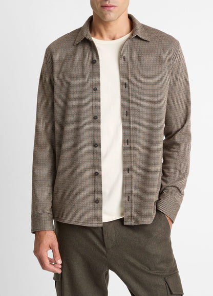 Vince Houndstooth Cotton-Blend Button-Front Shirt - Tees & Hoodies