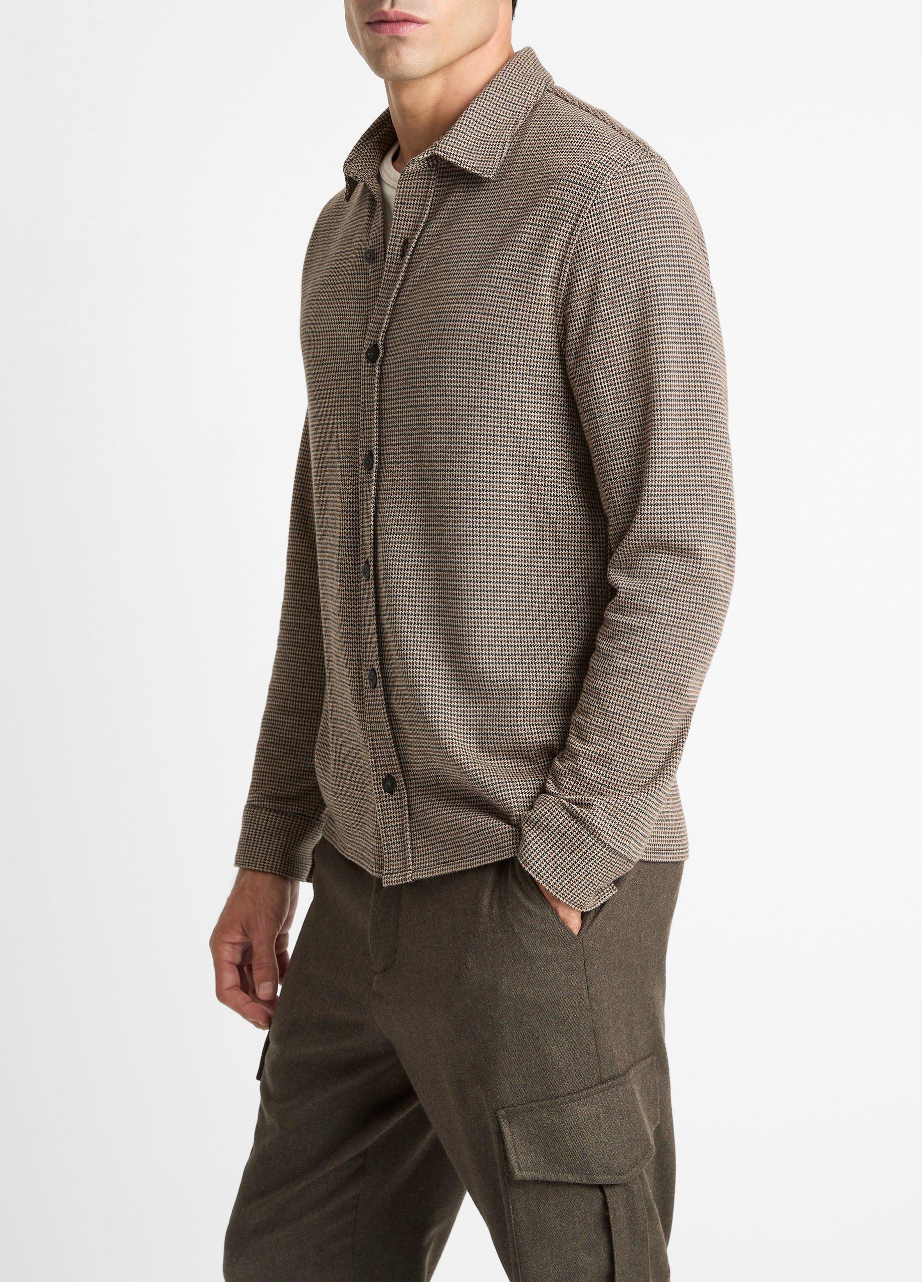 Vince Houndstooth Cotton-Blend Button-Front Shirt - Tees & Hoodies