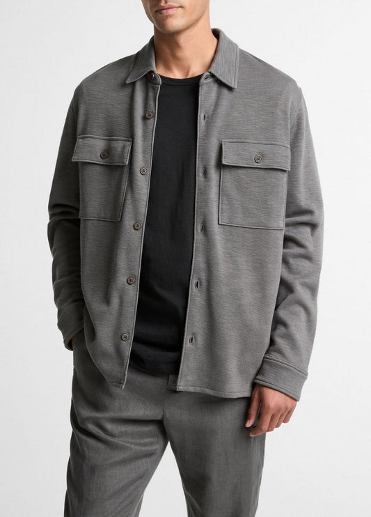 Vince Double-Slub Cotton-Blend Shirt Jacket - Jackets & Outerwear