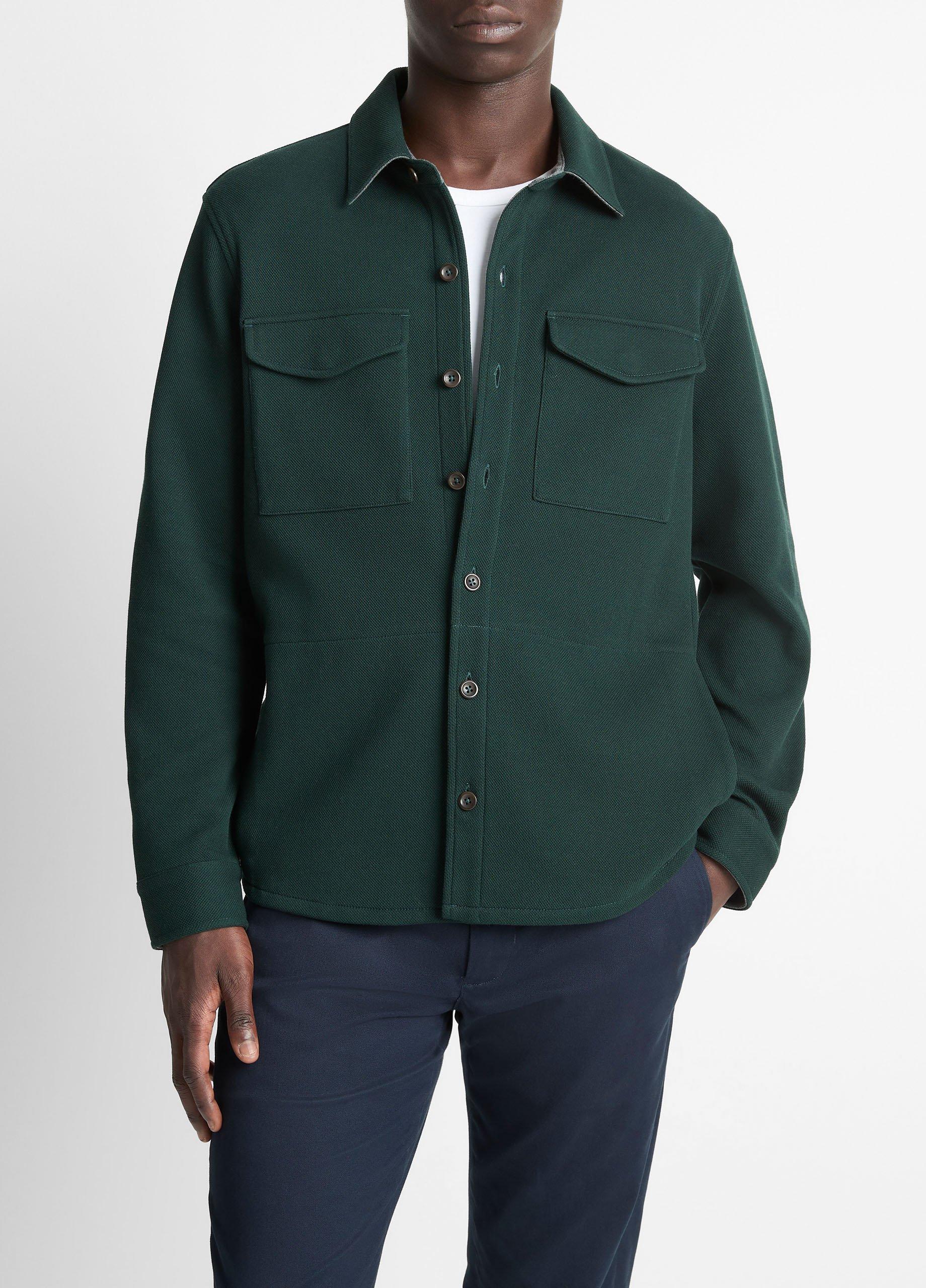 Vince Double-Knit Cotton-Blend Piqué Shirt Jacket - Jackets & Outerwear