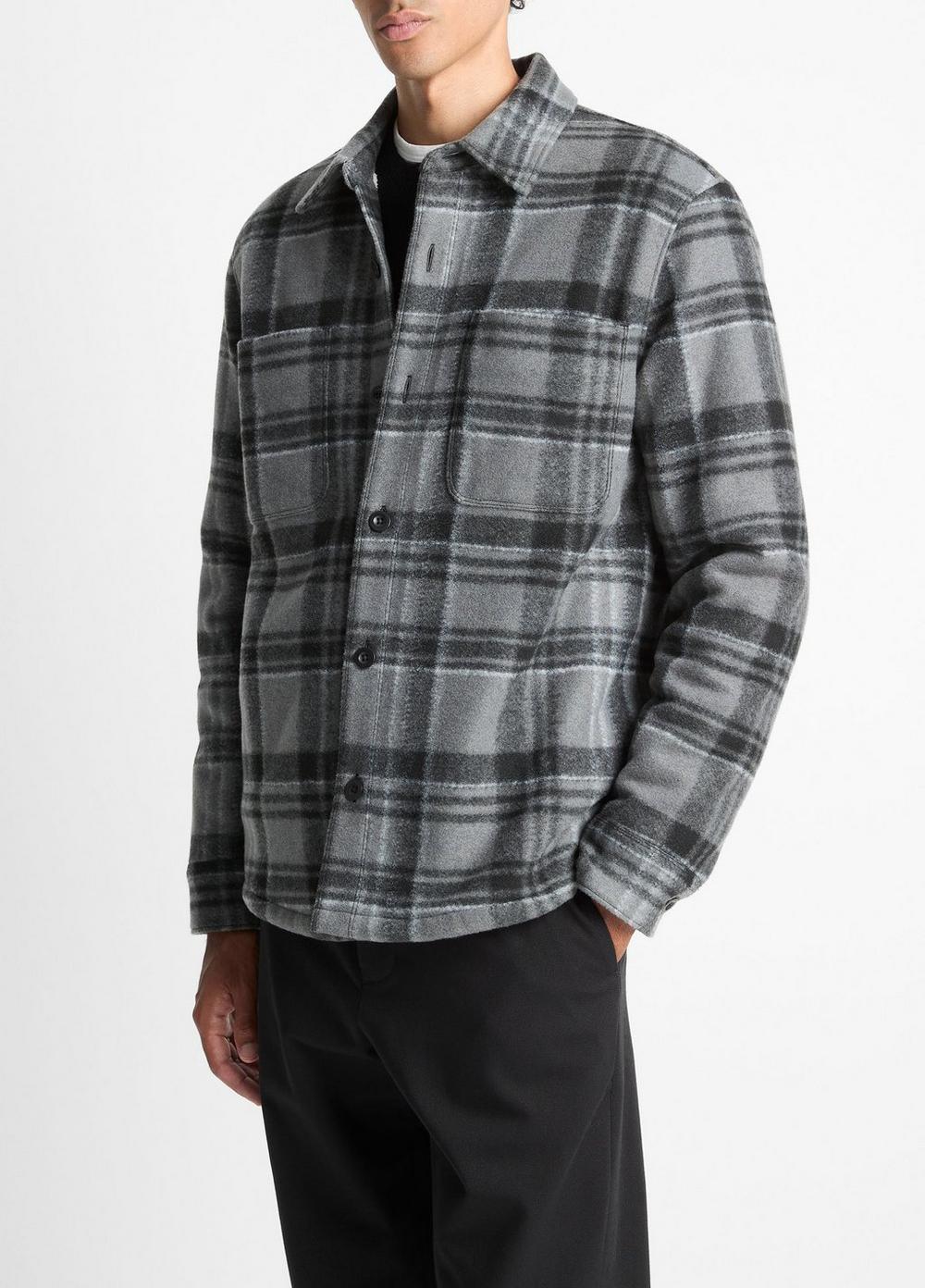 Vince Sherpa-Lined Plaid Shirt Jacket - Jackets & Outerwear