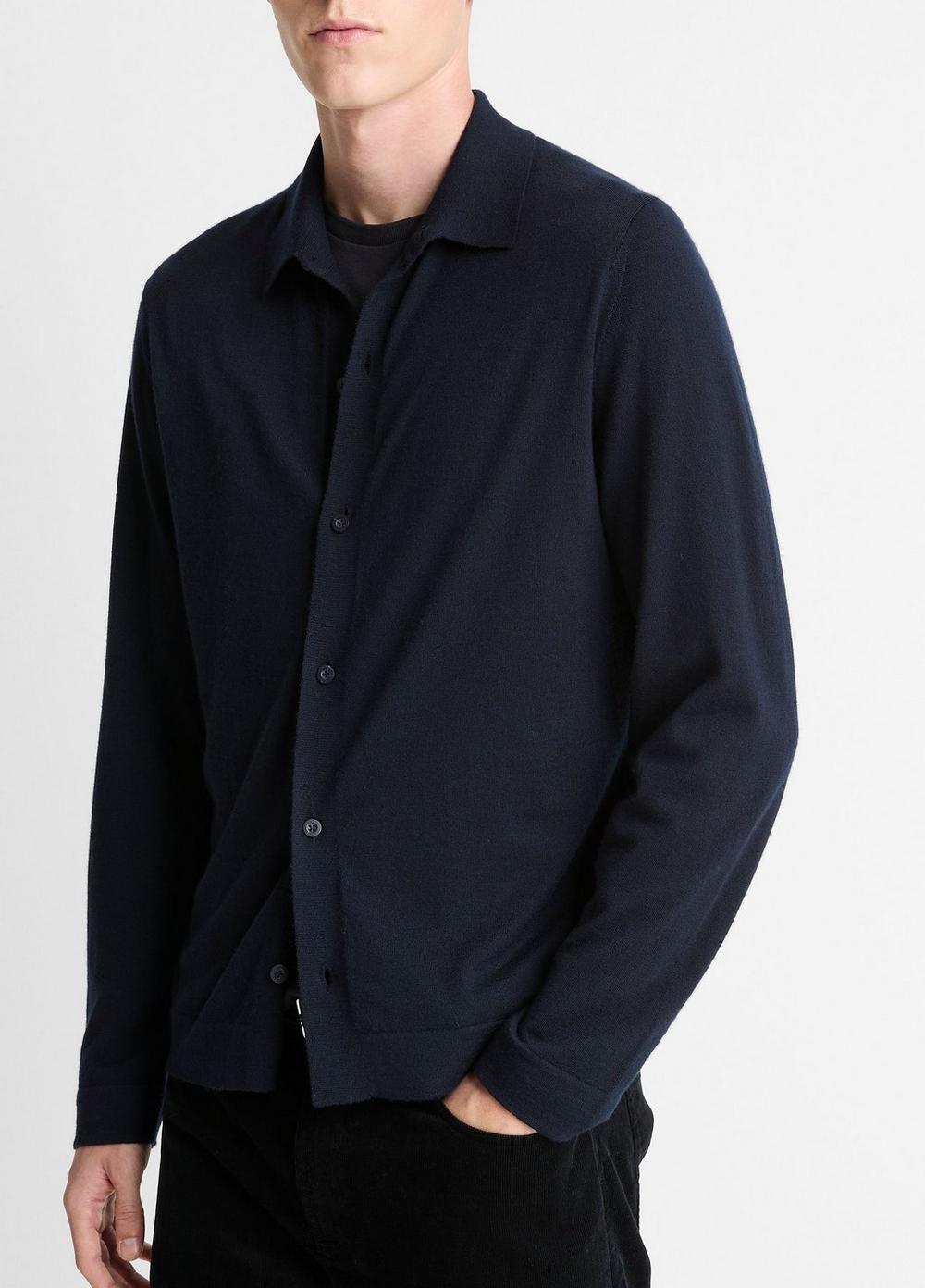 Vince Featherweight Merino Wool-Cashmere Sweater Shirt - Jackets & Outerwear